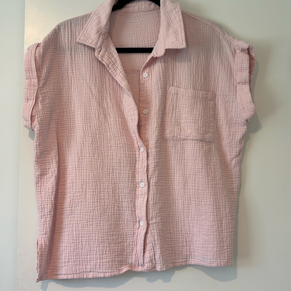 Pink Button-Up Women's Top
